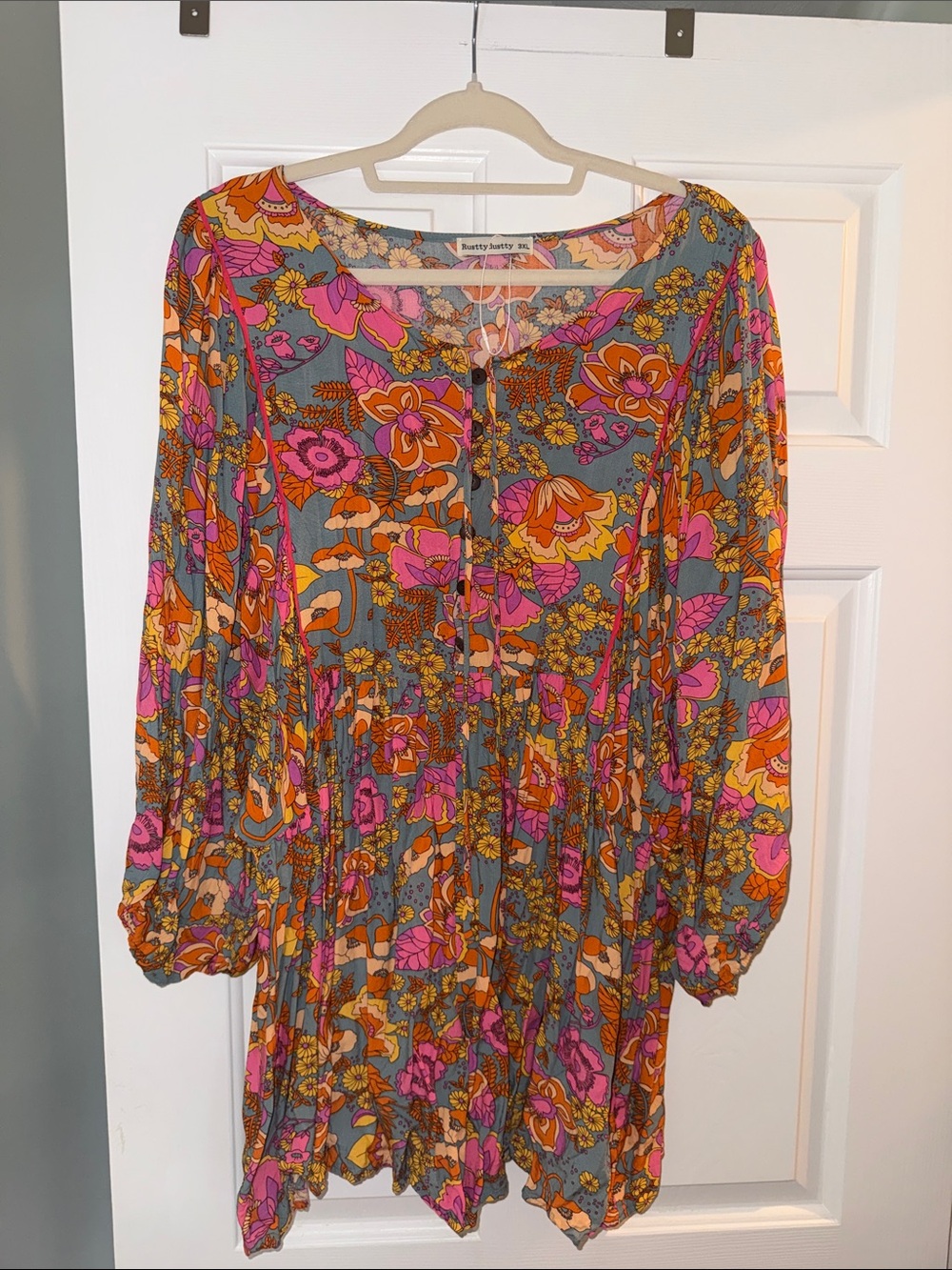 Floral Boho Balloon Sleeve Romper 3XL